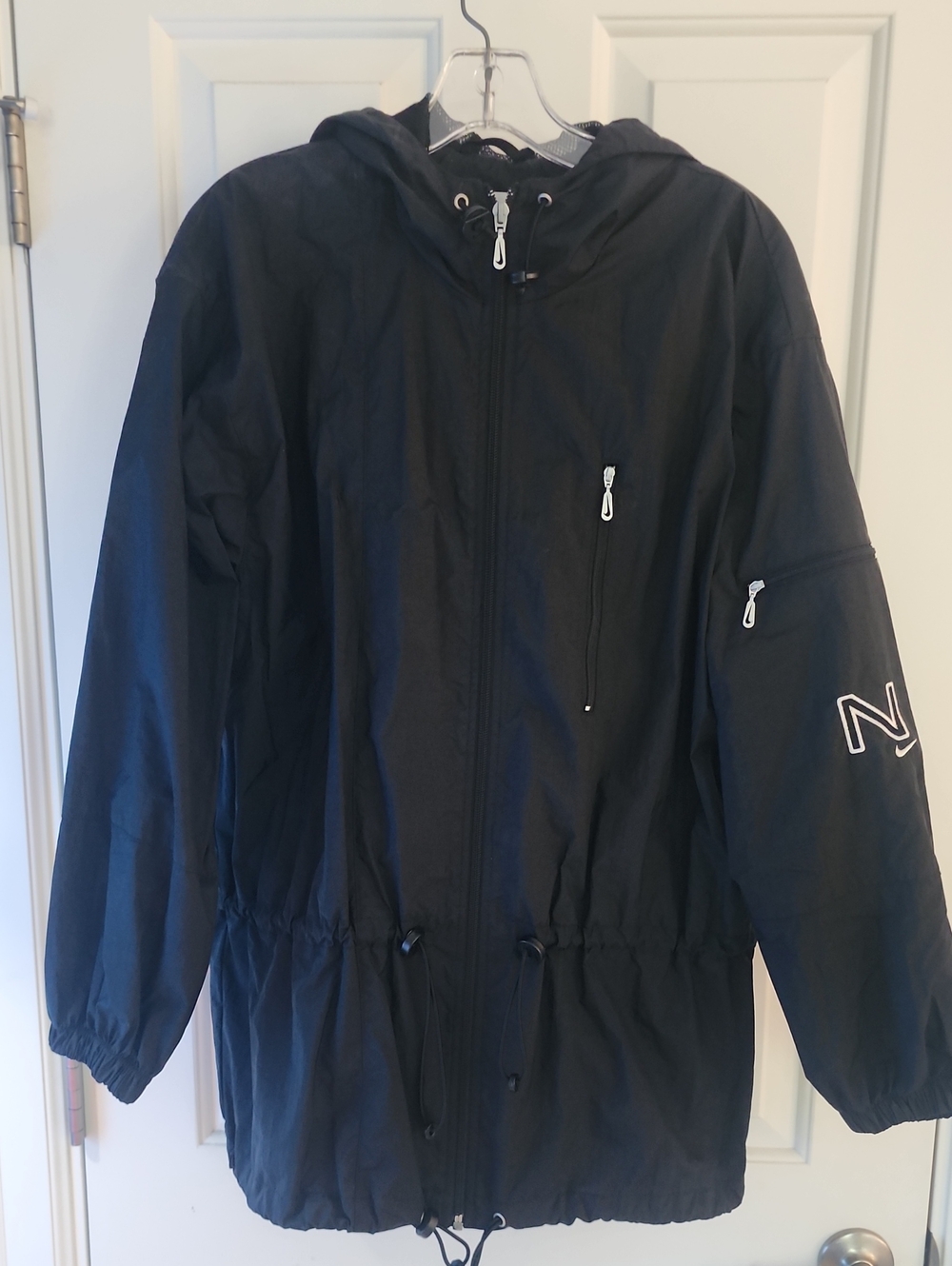 Nike Womens Black Hooded Utility Jacket with Sleeve Logo